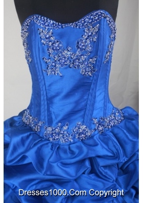 Luxurious Ball Gown Sweetheart Neck Floor-length Blue Quinceanera Dress