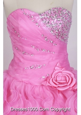 Beautful Ball Gown Sweetheart Neck Floor-length Pink Quinceanera Dress
