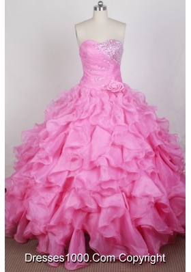 Beautful Ball Gown Sweetheart Neck Floor-length Pink Quinceanera Dress