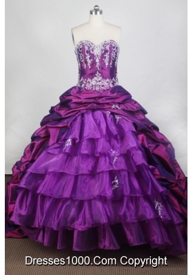 Elegant Ball Gown Sweetheart Neck Floor-length Purple Quinceanera Dress