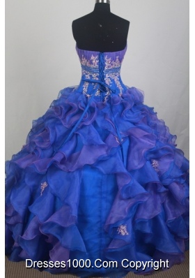 Exclusive Ball Gown Strapless Floor-length Blue Quinceanera Dress