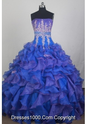 Exclusive Ball Gown Strapless Floor-length Blue Quinceanera Dress