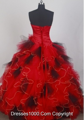 Exclusive Ball Gown Sweetheart Neck Floor-length Red Quinceanera Dress
