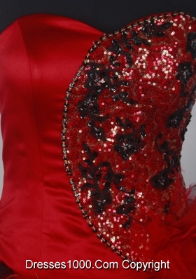 Exclusive Ball Gown Sweetheart Neck Floor-length Red Quinceanera Dress