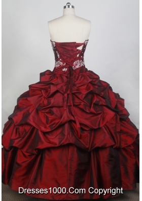 Exquisite Ball Gown Sweetheart Neck Floor-length Burgundy Quinceanera Dress