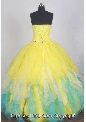 Gorgeous Ball Gown Sweetheart Neck Floor-length Yellow Quinceanera Dress