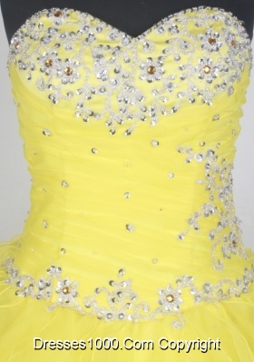 Gorgeous Ball Gown Sweetheart Neck Floor-length Yellow Quinceanera Dress