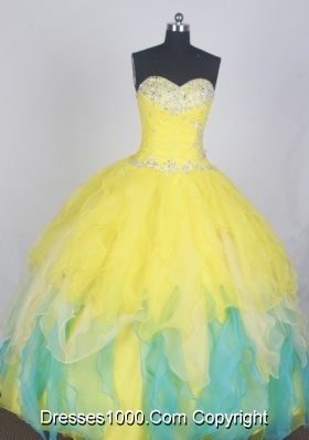 Gorgeous Ball Gown Sweetheart Neck Floor-length Yellow Quinceanera Dress