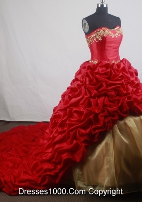 Romantic Ball Gown Strapless Floor-length Red Quinceanera Dress