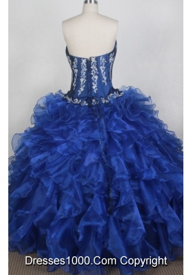 Classical Ball Gown Sweetheart Neck Floor-length Blue Quinceanera Dress