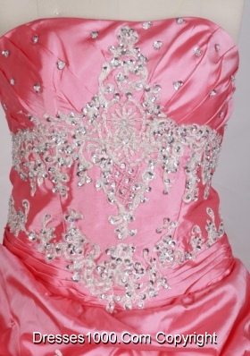 Luxurious Ball Gown Strapless Floor-length Watermelon Quinceanera Dress