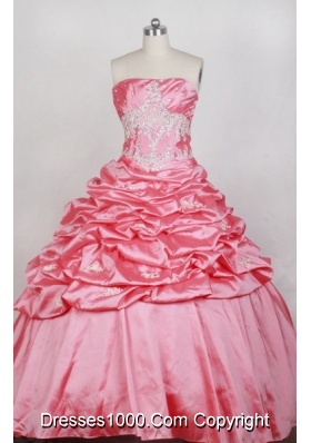 Luxurious Ball Gown Strapless Floor-length Watermelon Quinceanera Dress