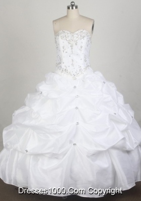 Simple Ball Gown Sweetheart Floor-length White Quincenera Dresses