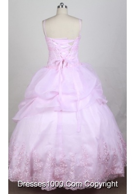 Sweet Ball Gown Straps Floor-length Pink Quincenera Dresses