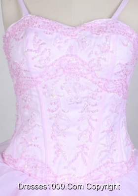 Sweet Ball Gown Straps Floor-length Pink Quincenera Dresses