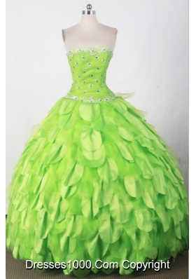 Beautiful Ball Gown Strapless Floor-length Green Quincenera Dresses