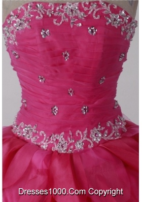 Beautiful Ball Gown Strapless Floor-length Hot Pink Quincenera Dresses