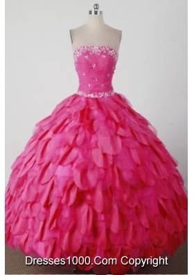 Beautiful Ball Gown Strapless Floor-length Hot Pink Quincenera Dresses