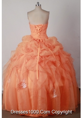 Beautiful Ball Gown Sweetheart Neck Floor-length Orange Red Quincenera Dresses