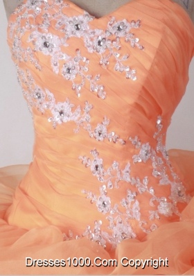 Beautiful Ball Gown Sweetheart Neck Floor-length Orange Red Quincenera Dresses