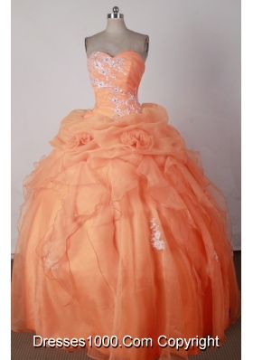 Beautiful Ball Gown Sweetheart Neck Floor-length Orange Red Quincenera Dresses