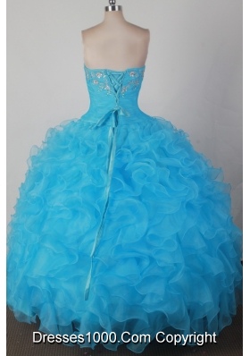 Brand New Ball Gown Strapless Floor-length Aqua Quincenera Dresses