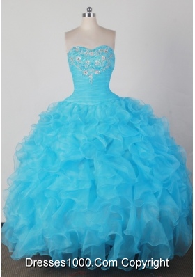 Brand New Ball Gown Strapless Floor-length Aqua Quincenera Dresses