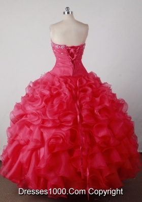 Brand New Ball Gown Sweetheart Floor-length Red Quincenera Dresses