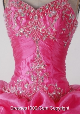 Elegant Ball Gown Straps Floor-length Hot Pink Quincenera Dresses