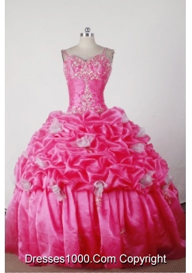 Elegant Ball Gown Straps Floor-length Hot Pink Quincenera Dresses