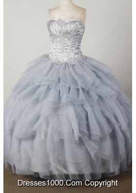 Elegant Ball Gown Sweetheart Floor-length Silver Quincenera Dresses