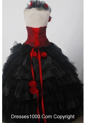 Fashionable Ball Gown Halter Floor-length Black Quincenera Dresses