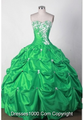 Lovely Ball Gown Sweetheart Floor-length Green Quincenera Dresses