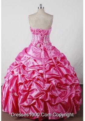 Sweet Ball Gown Strapless Floor-length Hot Pink Quincenera Dresses