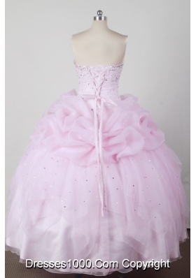 Sweet Ball Gown Strapless Floor-length Pink Quincenera Dresses