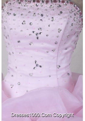 Sweet Ball Gown Strapless Floor-length Pink Quincenera Dresses