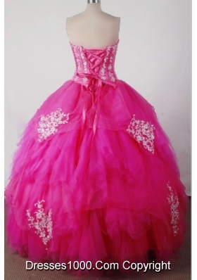 Sweet Ball Gown Sweetheart Floor-length Hot Pink Quincenera Dresses