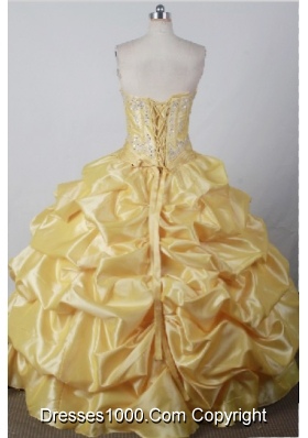 Sweet Ball Gown Sweetheart Floor-length Yellow Quincenera Dresses