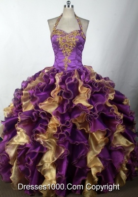 2012 Brand New Ball Gown Halter Top Neck Floor-Length Quinceanera Dress
