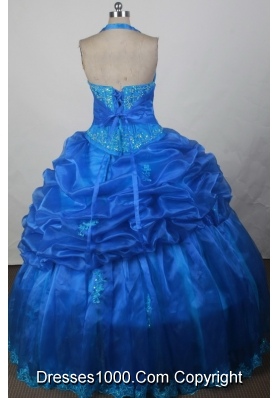 2012 Exquisite Ball Gown Halter Top Floor-Length Quinceanera Dress