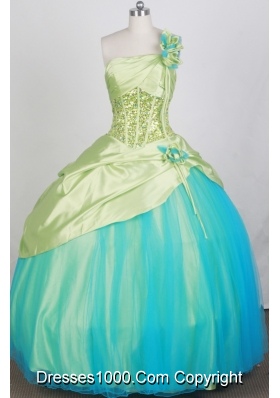 2012 Pretty Ball Gown One Shoulder Neck Floor-Length Quinceanera Dresses