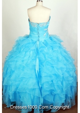 Beautiful Ball Gown Sweetheart Floor-length Aqua Quinceanera Dress