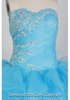 Beautiful Ball Gown Sweetheart Floor-length Aqua Quinceanera Dress