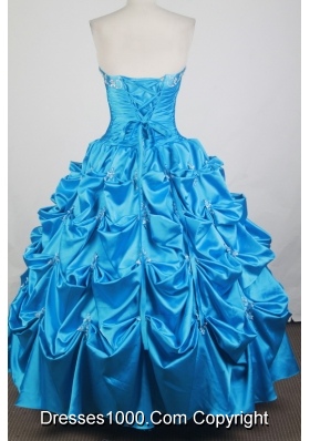 Classical Ball Gown Strapless Floor-length Baby Blue Quinceanera Dress