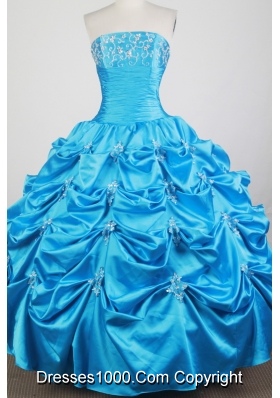 Classical Ball Gown Strapless Floor-length Baby Blue Quinceanera Dress
