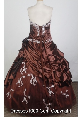 Discount Ball Gown Strapless Floor-length Burgundy Quinceanera Dress