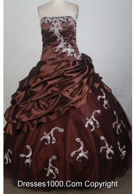 Discount Ball Gown Strapless Floor-length Burgundy Quinceanera Dress