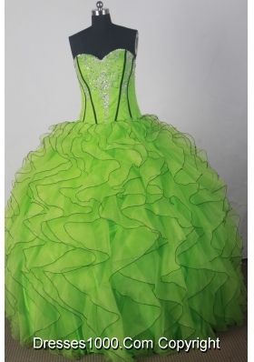 Fashionable A-line Strapless Floor-length Green Quinceanera Dress