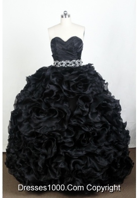 Luxurious Ball Gown Sweetheart Floor-length Black Quinceanera Dress