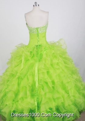 Modest Ball Gown Strapless Floor-length Spring Green Quinceanera Dress